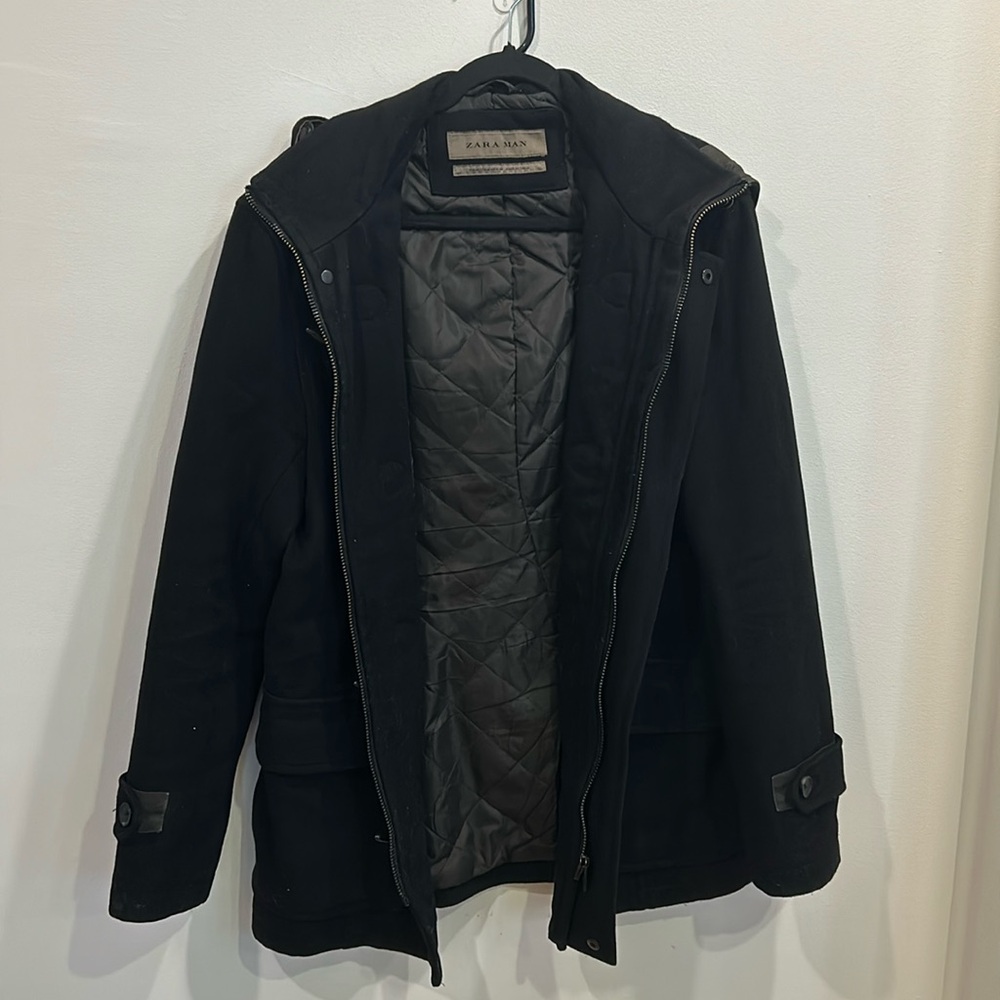 Men’s Black Zara Winter PeaCoat size M